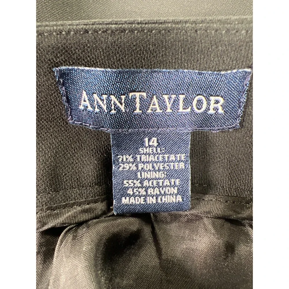 Ann Taylor Women's Black Lined Straight Side Zip Skirt - 14